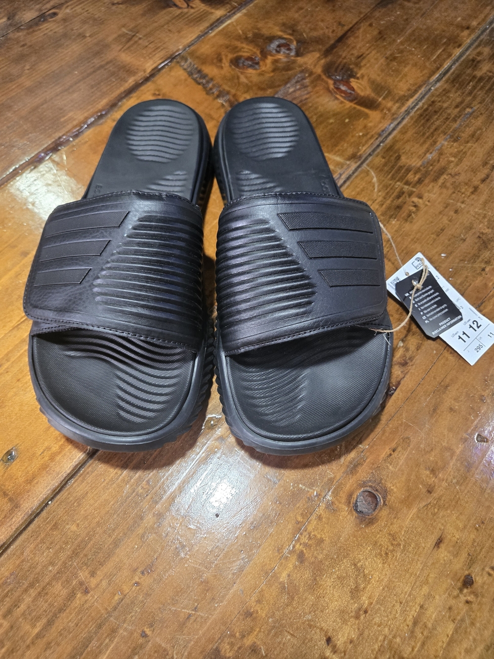 Mens 11Adidas Alphabounce Slides2 ,Black with Textured Strap
